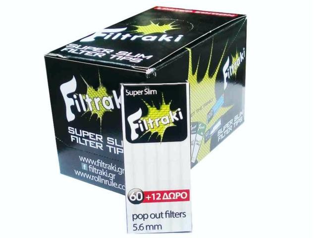 Φιλτράκια Filtraki SUPER SLIM MINI 5.6mm 60+12 Limited Edition (κουτί με 20  πακετάκια)
