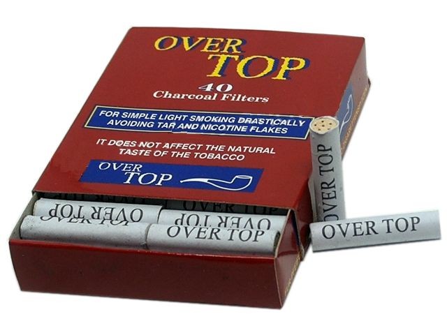 Φίλτρα ενεργού άνθρακα πίπας καπνού 9mm με 40 φίλτρα OVER TOP - 1 Πακετάκι