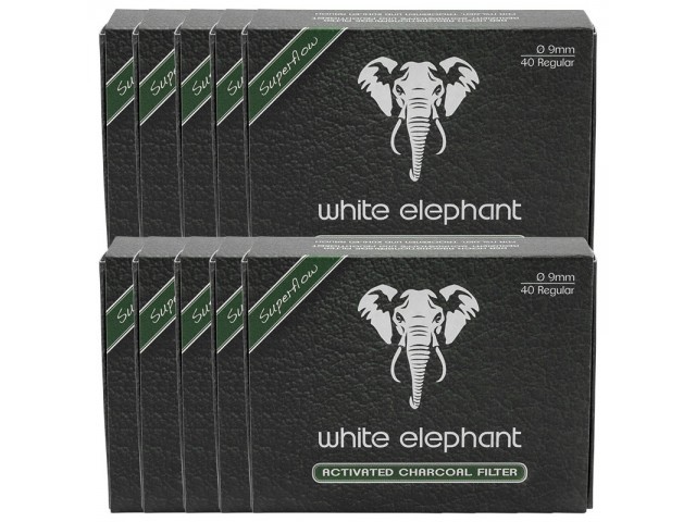 Φίλτρα Πίπας Καπνού White Elephant 9mm Ενεργού Άνθρακα με 40 Φίλτρα (ACTIV  KOHLE FILTER) - 1 Πακετάκι