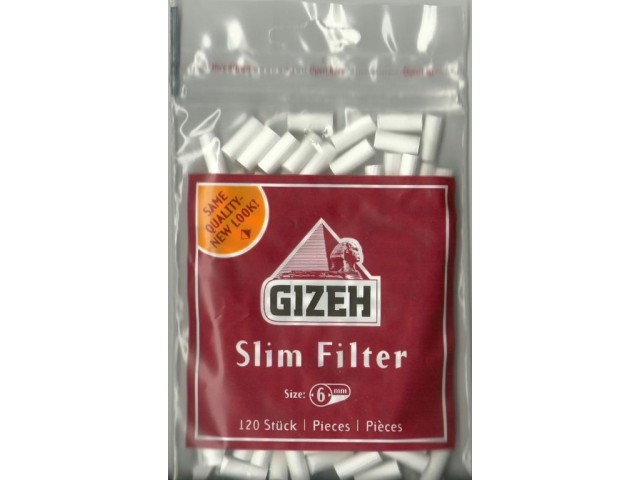 Φιλτράκια GIZEH κόκκινα με κόλλα Slim 6mm, 120+30 - 1 σακουλάκι