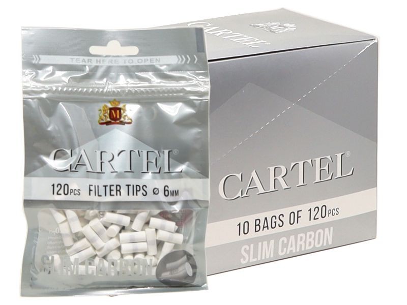 Φιλτράκια Cartel CARBON Slim 6mm ΕΝΕΡΓΟΥ ΑΝΘΡΑΚΑ 120 (κουτί με 10  σακουλάκια)