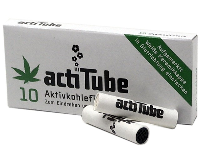 Φίλτρα Πίπας Καπνού actiTube 10 8mm Ενεργού Άνθρακα με 10 Φίλτρα (για πίπα  καπνού 9mm) - 1 Πακετάκι