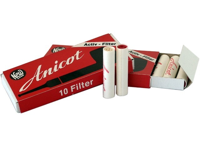 Φίλτρα Πίπας Καπνού Anicot 9mm Ενεργού Άνθρακα με 10 Φίλτρα