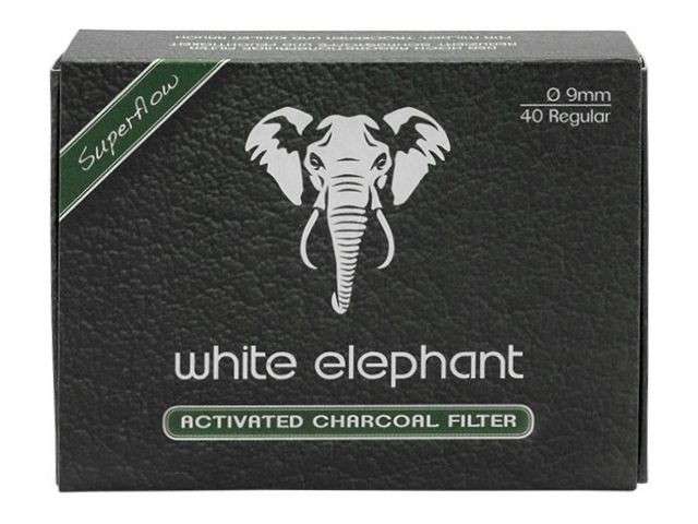 Φίλτρα Πίπας Καπνού White Elephant 9mm Ενεργού Άνθρακα με 40 Φίλτρα (ACTIV  KOHLE FILTER) - 1 Πακετάκι