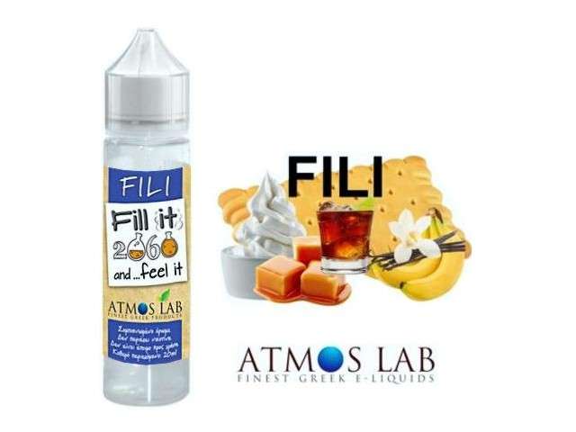 Atmos Lab FILI Fill it & Feel it Shake and Vape 20/60ml (μπανάνα, μπισκότο,  καραμέλα, ρούμι, μαύρη ζάχαρη και βανίλια)